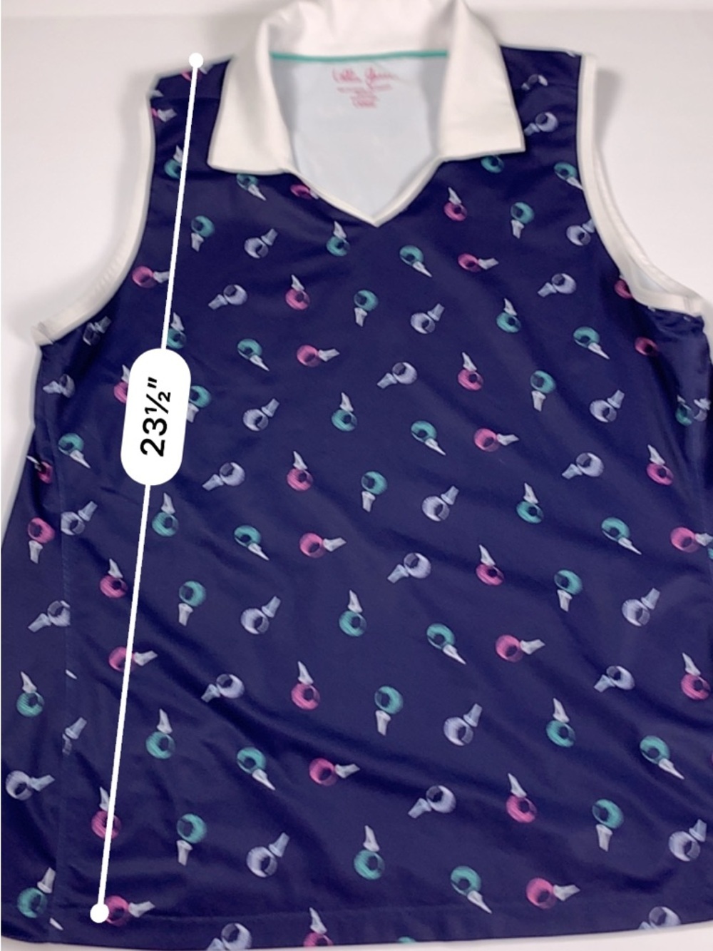 Lillie Green Womens Large Golf Polo Shirt Navy Blue Sleeveless Performance - Picture 9 of 9